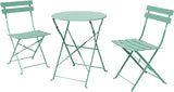 OUTDOORFURNI Steel Patio Bistro Set of 1 table and 2 chairs