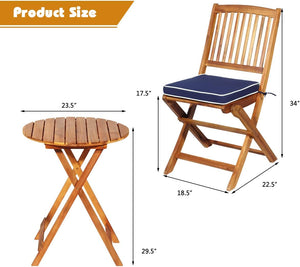 OUTDOORFURNI Premium Wood Patio Bistro Set of 1 table and 2 chairs