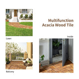 OUTDOORFURNI Interlocking Patio Floor Deck Tiles Acacia Solid Hardwood Plastic Composite 12" x 12" 12 Slats