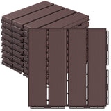 OUTDOORFURNI Plastic Interlocking Deck Tiles, 12"x12" Waterproof Outdoor Flooring 4 Slats