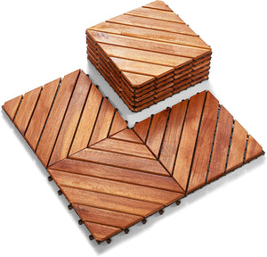 OUTDOORFURNI Outdoor Interlocking Patio Floor Deck Tiles Solid Hardwood Plastic Composite 12" x 12" Special Design