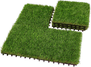 OUTDOORFURNI Artificial Grass Turf Tiles, Indoor Outdoor Decor 12" x 12"