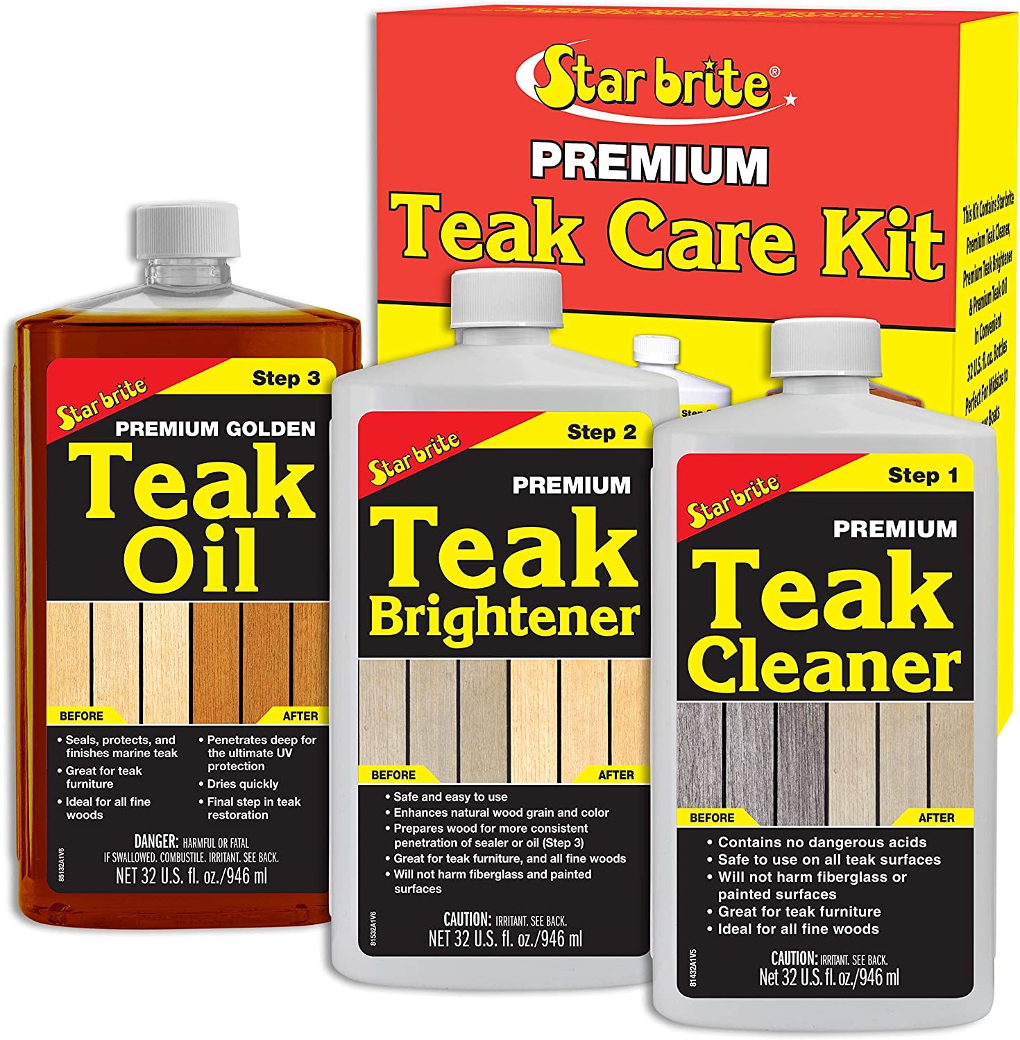 OUTDOORFURNI STAR BRITE Teak Kit - Restore Decks, Patio, Outdoor Furniture, Boats & Fine Wood